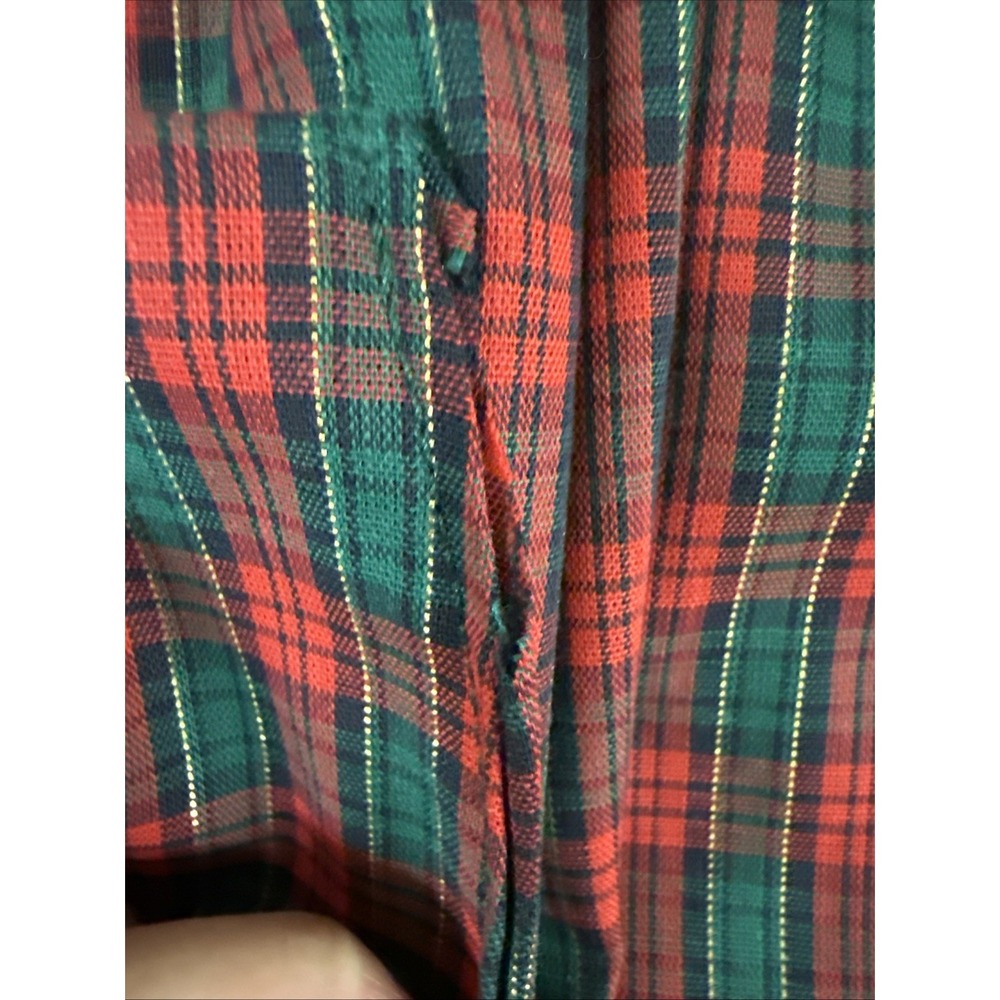 VTG Dogwood Lane Jumper Dress Pinafore Cottagecore Painted Buttons Holiday Plaid - Picture 11 of 12